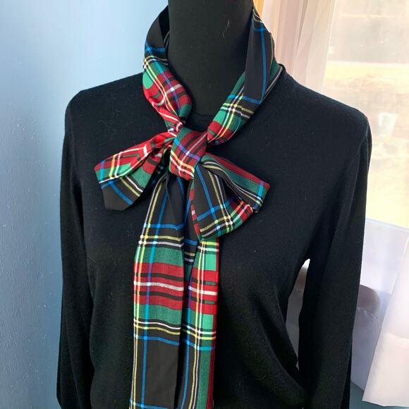 NWT J. Crew Merino Mockneck Sweater Tartan Scarf Size Medium - Picture 4 of 9